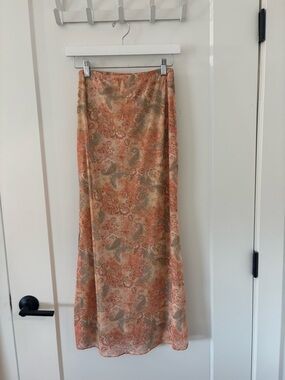 See You Monday Peach and Cream Paisley Maxi Skirt